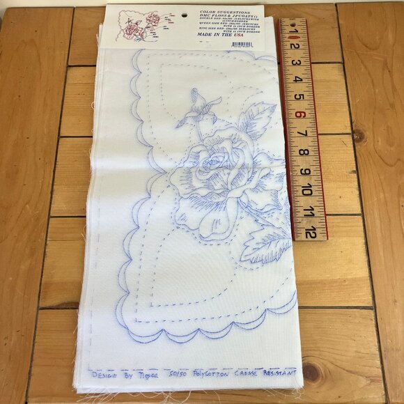 Pre-Printed 6 Quilt Blocks Rose Flower Design Nojae by Fairway NWT 18x18" 95395 - Picture 4 of 5